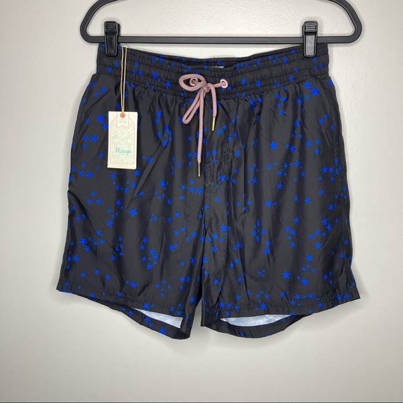 NWT MAAJI Starry Sky Sporty Shorts Swim Trunks Black Blue Medium - Picture 2 of 5